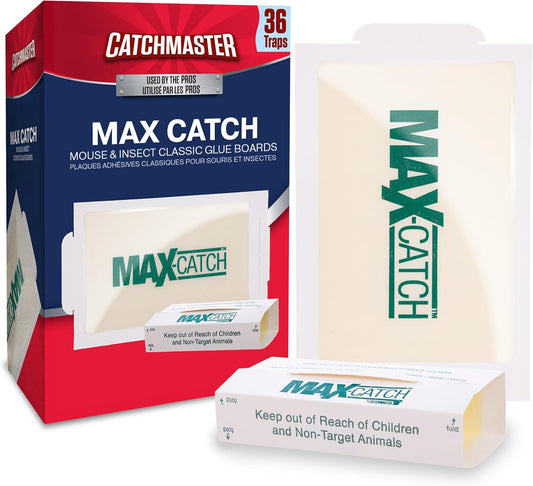 Catchmaster Max-Catch Mouse & Insect Glue Trap 36pk, Mouse Traps Indoor for Home, Sticky Pest Control Adhesive Tray for Catching Bugs, Bulk Classic Glue Boards