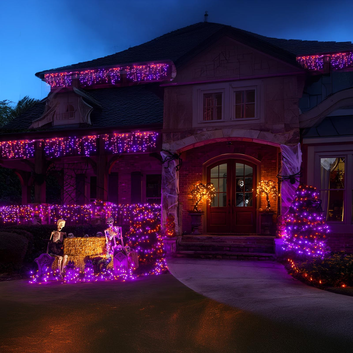 Halloween Lights Outdoor, 105FT 300 LED String Light (Purple Orange) 🍁 All In One Marketplace Canada