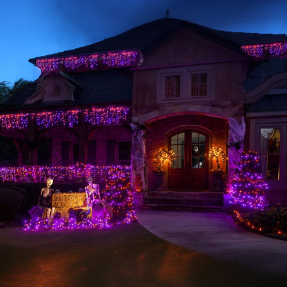Halloween Lights Outdoor, 105FT 300 LED String Light (Purple Orange) 🍁 All In One Marketplace Canada