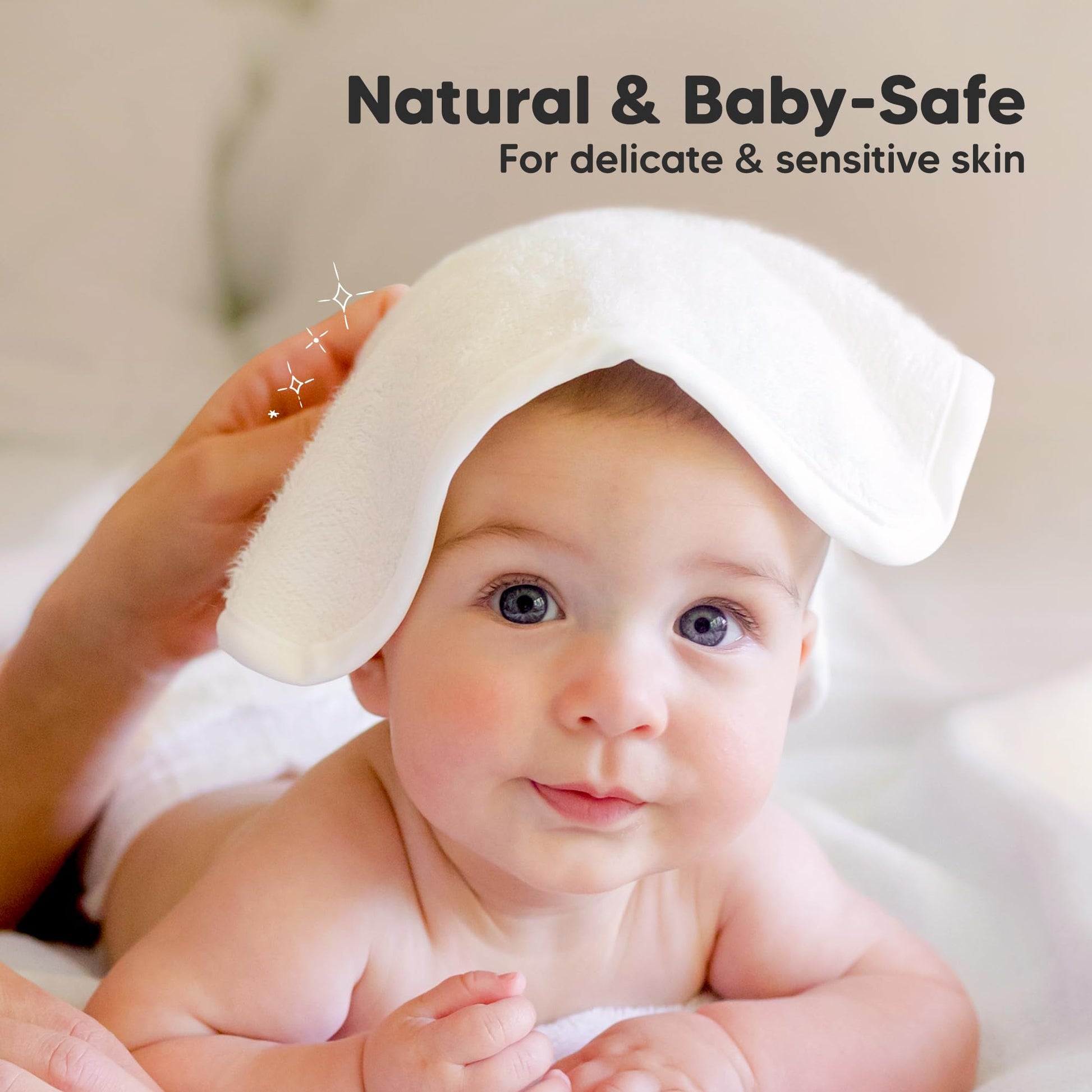 6-Pack Organic Baby Washcloths - Soft Viscose from Bamboo Washcloth, Baby Wash Cloths, Baby Wash Cloth for Newborn, Kids, Bath Baby Towels, Face Towel, Face Cloths (White)
