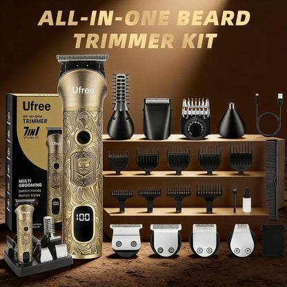 Ufree Beard Trimmer for Men, Electric Razor Shaver, Cordless Hair Clipper Shaving Kit for Mustache Body Nose Ear Hair Facial, Adjustable Beard Grooming Kit Birthday Gifts for Men - Available at All In One Marketplace Canada