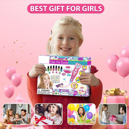 Kids Nail Polish Set for Girls, Nail Art Kits with Nail Dryer & Glitter Pen, Quick Dry & Peel Off & Non-Toxic Nail Polish, Christmas Birthday Gifts for Girls Ages 6 7 8 9 10 11 12 🍁 All In One Marketplace Canada