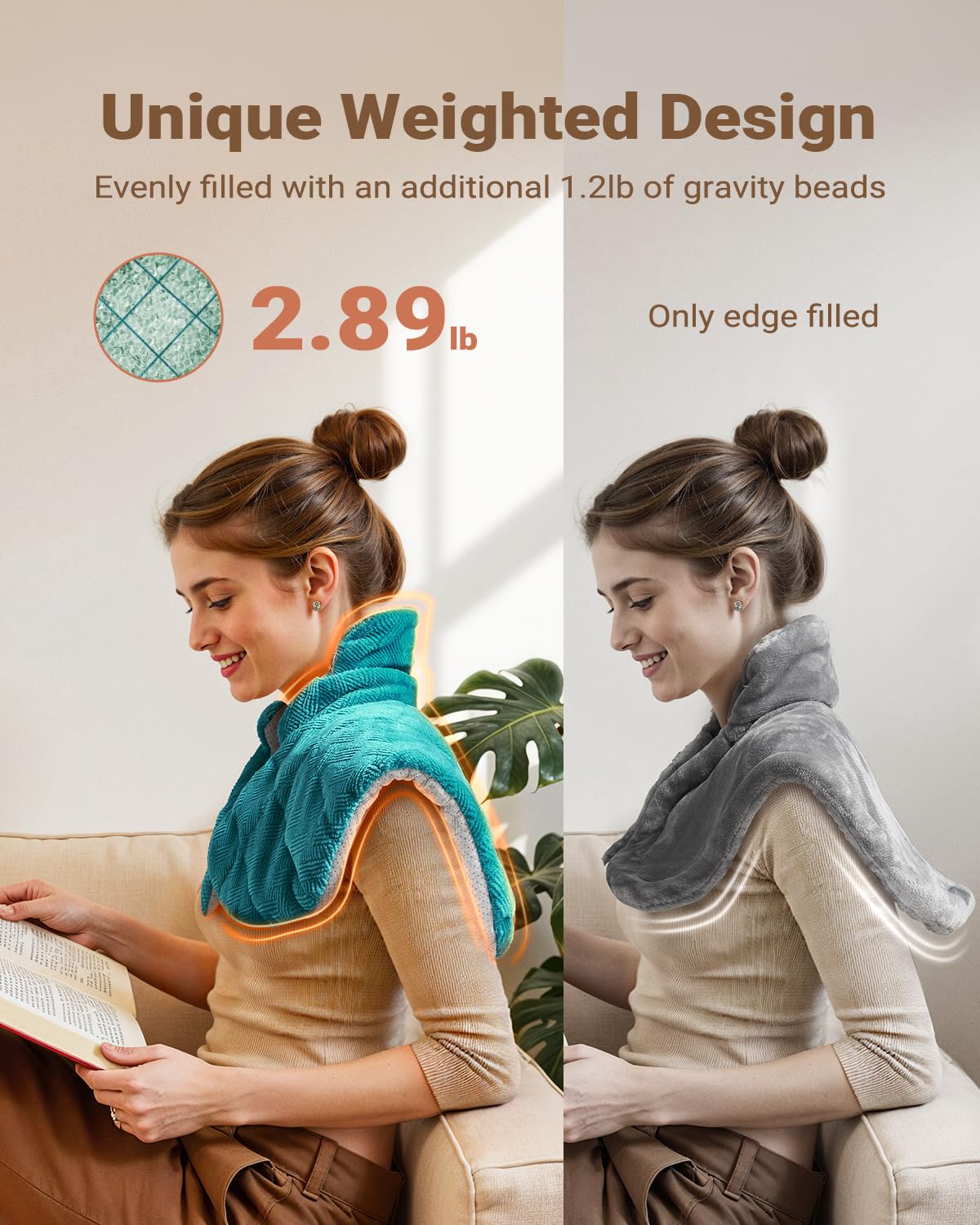 iDOO Graphene Heat Wrap Electric Pad for Neck Shoulder, Fathers Day Gift Ideas for Women Mom Her, Portable Weighted Heated 19"X24" (Blue) - Available at All In One Marketplace Canada