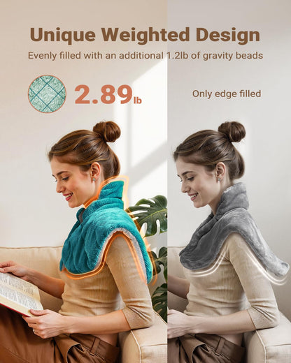 iDOO Graphene Heat Wrap Electric Pad for Neck Shoulder, Fathers Day Gift Ideas for Women Mom Her, Portable Weighted Heated 19"X24" (Blue) - Available at All In One Marketplace Canada