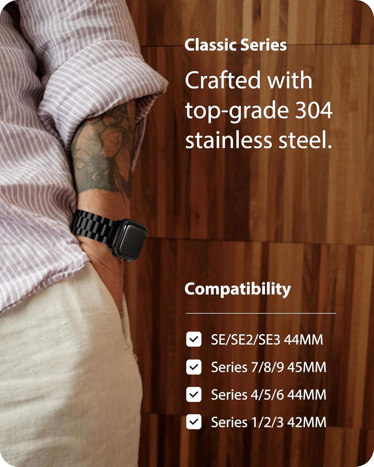 Fullmosa Compatible with Apple Watch Band 45mm 44mm 42mm 46mm 49mm 41mm 40mm 38mm, Stainless Steel Band with Case for iwatch Ultra Series11 10 9 8 7 6 5 4 3 2 1 & SE3/2/1,42mm 44mm 45mm Black