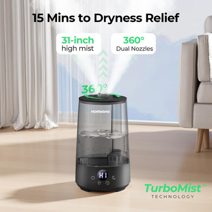 Homvana 3.6L Top-Fill Humidifiers for Bedroom Home, 360° Cool Mist, 16dB 🍁 All In One Marketplace Canada