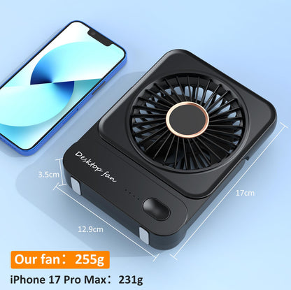 Desk Fan, 4000mAh Table Fan USB Rechargeable, 3 Speed Mini Fans, Quiet & Powerful & Rotatable, Compact & Portable Fan for Home Bedroom Desktop Office Traveling Car Outdoor, Black