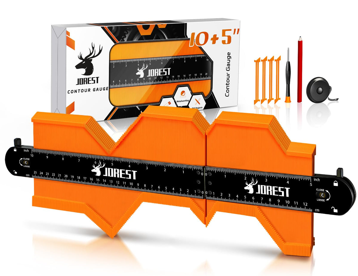 JOREST Connectable Profile Gauge Christmas Gift Ideas 10+5 Inch, Stocking Stuffers for Men Dad Husband Him, Contour Duplicator with Lock, Shape Outline Tool, Woodworking Tile Flooring, Angle Measuring 🍁 All In One Marketplace Canada