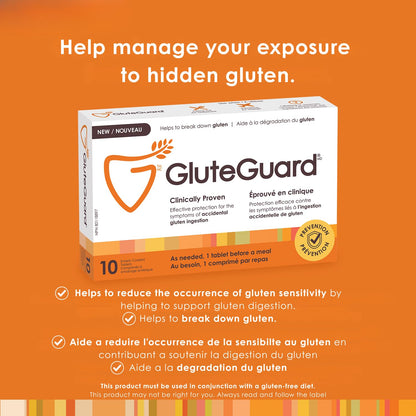 GluteGuard Enteric Coated Tablets - 10 Count - Helps manage your exposure to hidden gluten, support gluten digestion