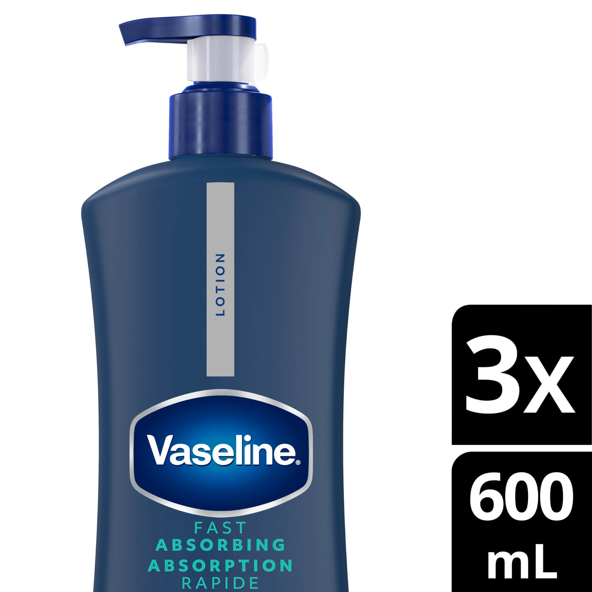 Vaseline Men 3 in 1 Body, Face & Hands Lotion 48 H Dry skin moisturizer, Fast Absorbing with Ultra hydrating lipids, 600 ml (3-pack) - Available at All In One Marketplace Canada