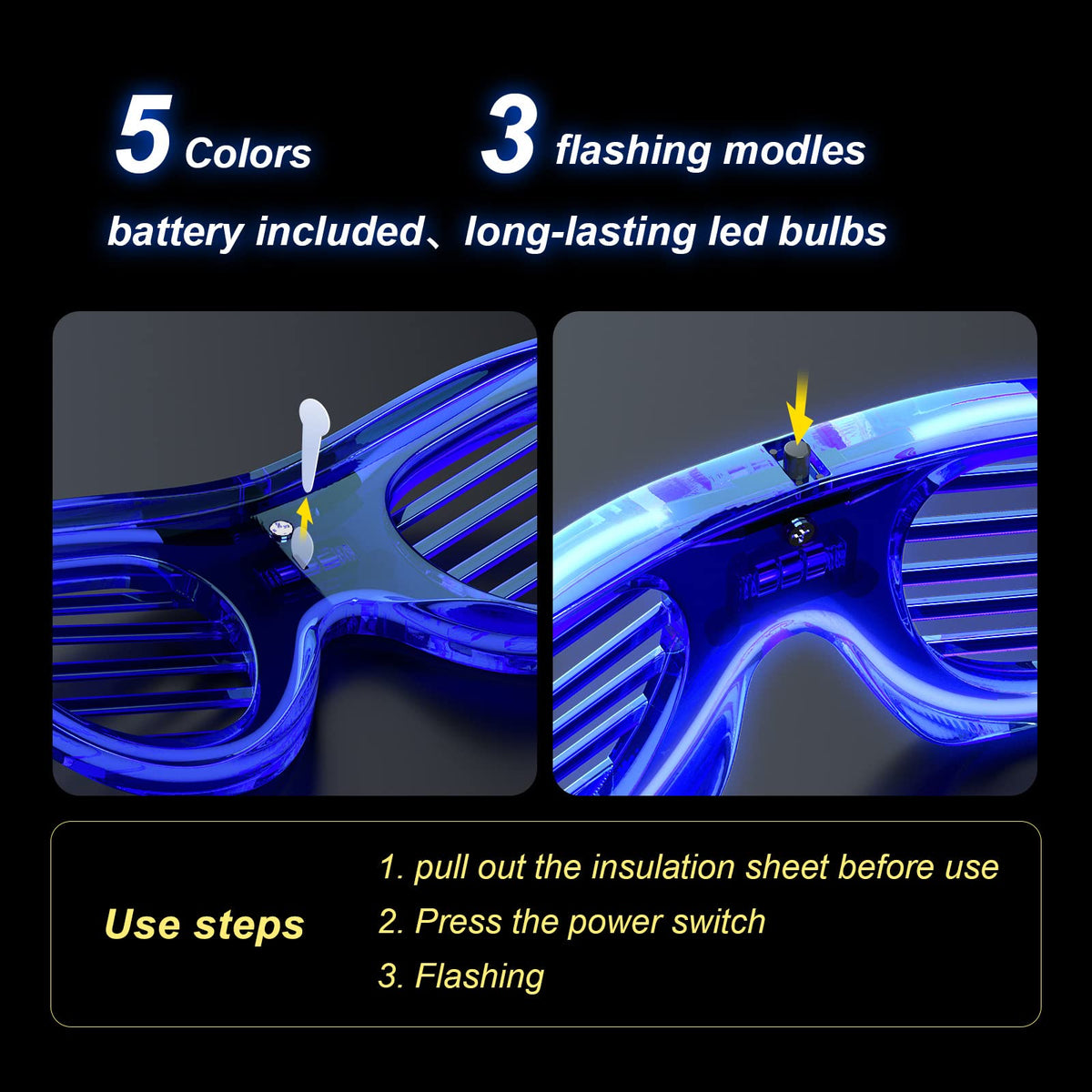 EODVICS 15 Pack LED Glasses, Neon Glow in the Dark Party Supplies Favors 🍁 All In One Marketplace Canada