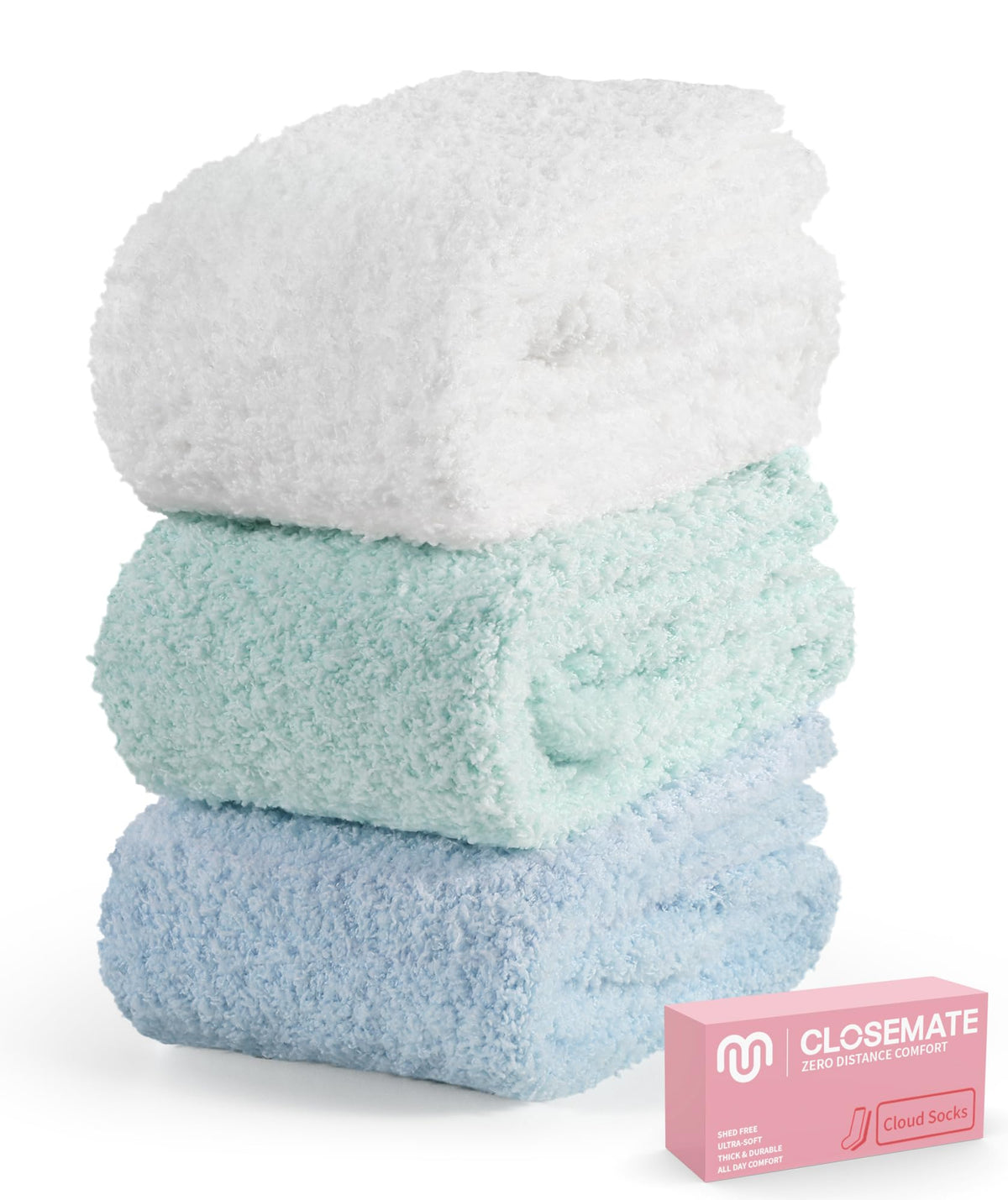 CLOSEMATE Womens Fuzzy Calf Socks, Cozy Cloud Socks Gift Box Set, 3 Pairs 🍁 All In One Marketplace Canada