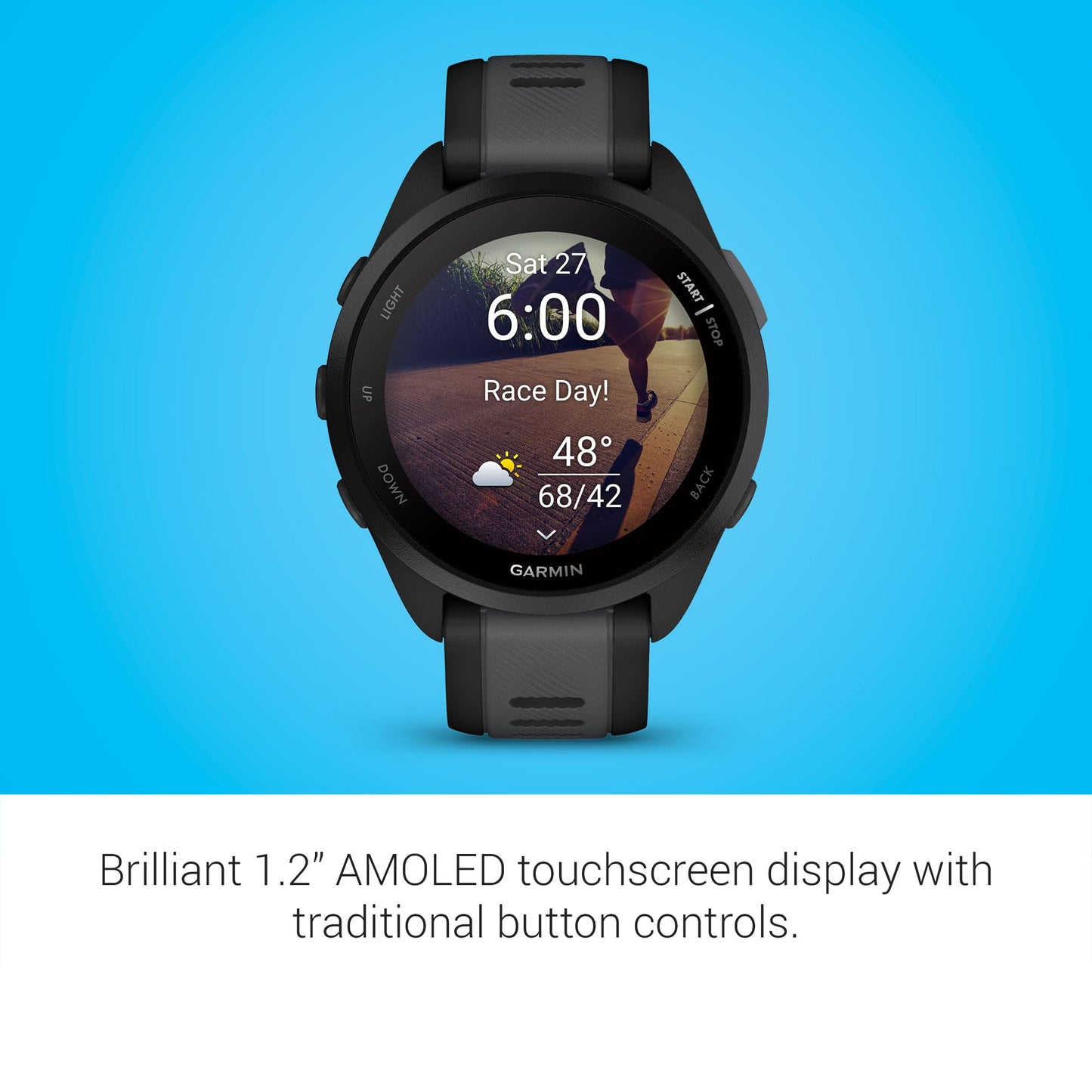 Garmin Forerunner® 165, Running Smartwatch, Colorful AMOLED Display, Training Metrics and Recovery Insights, Black