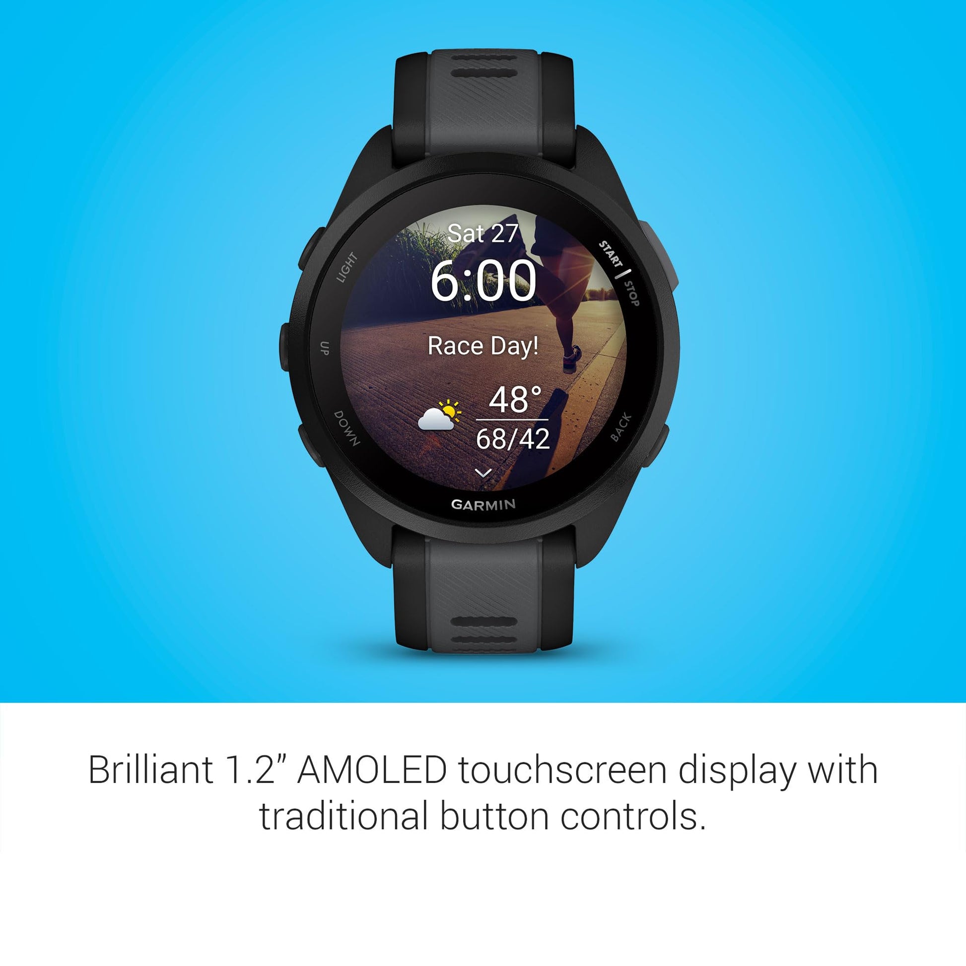 Garmin Forerunner® 165, Running Smartwatch, Colorful AMOLED Display, Training Metrics and Recovery Insights, Black