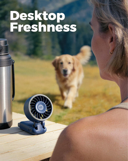 Diveblues Portable Hand Fan - Mini USB Rechargeable Handheld Fan Up to 12 Hours Cooling, 1-100 Speed Personal Fan with Turbo Airflow, 180° Foldable Desk Fan for Office & Bedroom & Travel & Commuting