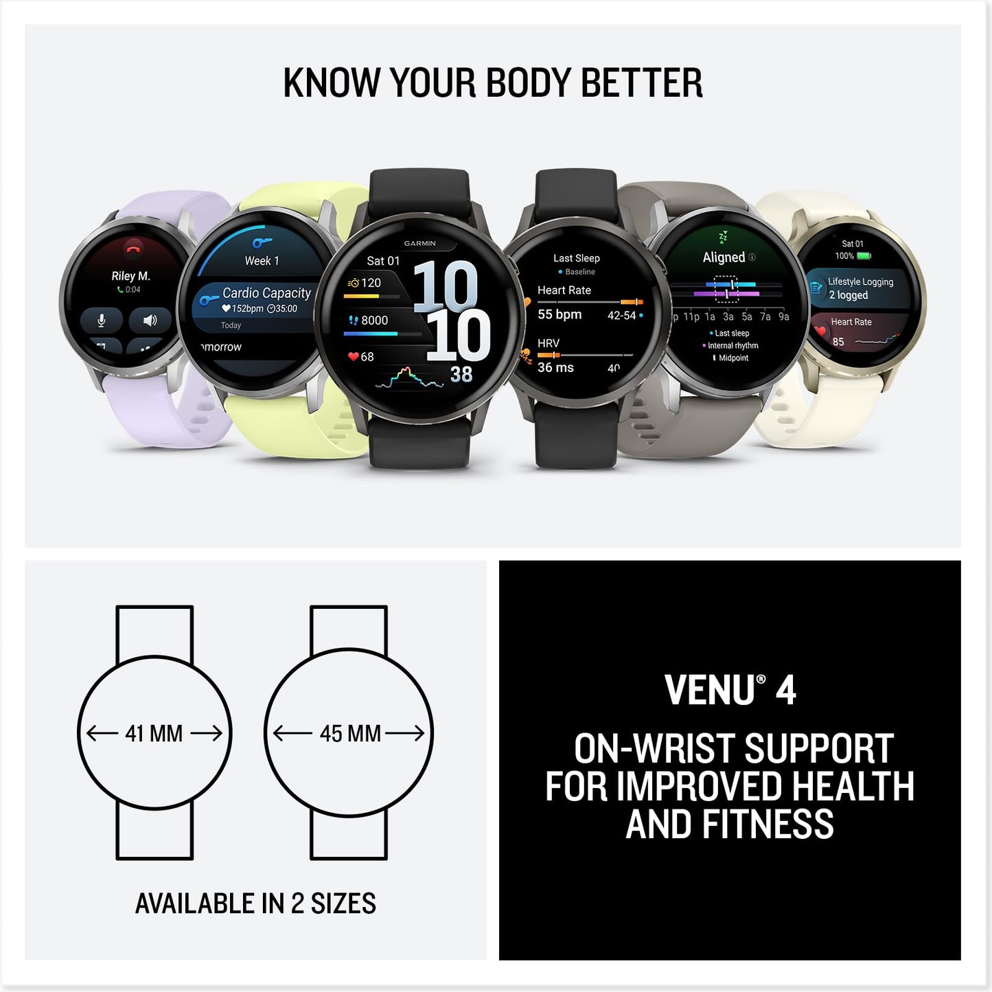 Garmin Venu® 4, 41mm, Advanced Health and Fitness GPS Smartwatch, Bright and Colorful Display, Built-in Flashlight, 10 Days of Battery Life, Lunar Gold with Bone Silicone Band 🍁 All In One Marketplace Canada