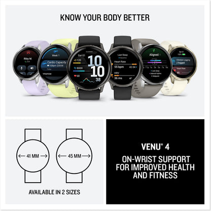 Garmin Venu® 4, 41mm, Advanced Health and Fitness GPS Smartwatch, Bright and Colorful Display, Built-in Flashlight, 10 Days of Battery Life, Lunar Gold with Bone Silicone Band 🍁 All In One Marketplace Canada