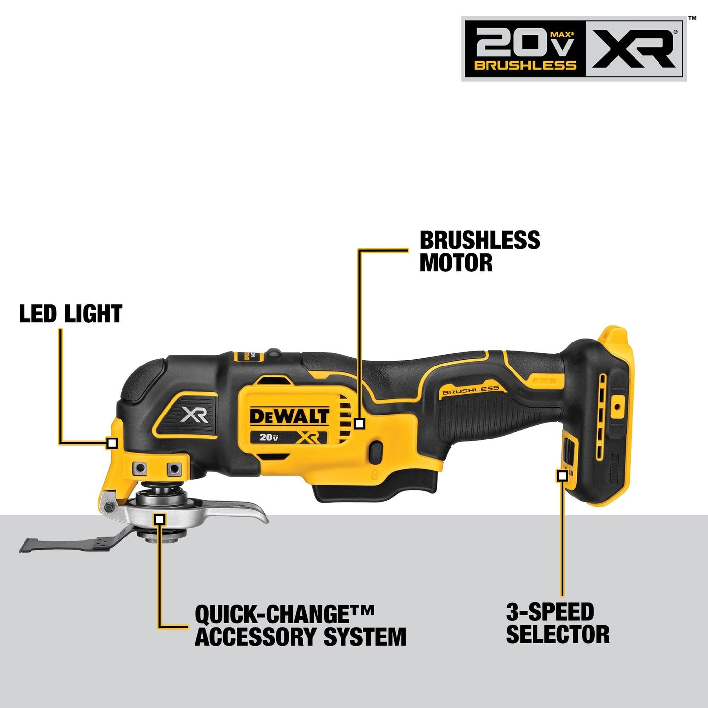 DEWALT 20V Max XR Oscillating Multi-Tool, Variable Speed, Tool Only (DCS356B) DEWALT