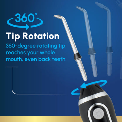 Waterpik Cordless Advanced 2.0 Water Flosser for Teeth, Gums, Braces, Dental Care with Travel Bag & 4 Tips, CDA Validated, Waterproof Rechargeable Handheld, Black (1 Count) Packaging May Vary - Available at All In One Marketplace Canada