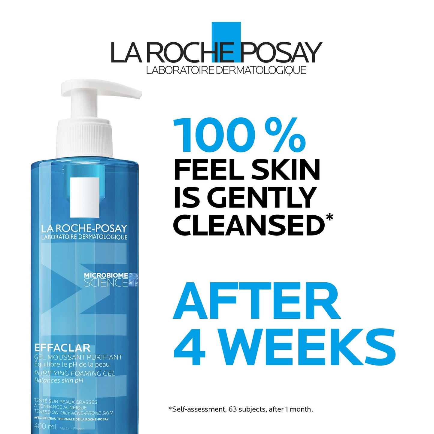 La Roche Posay Face Wash Gel Cleanser, Effaclar Gentle Purifying Foaming Gel for Oily and Sensitive Acne-Prone Skin. Alcohol-free, Soap-Free, Paraben-free, Non-Comedogenic, 400mL