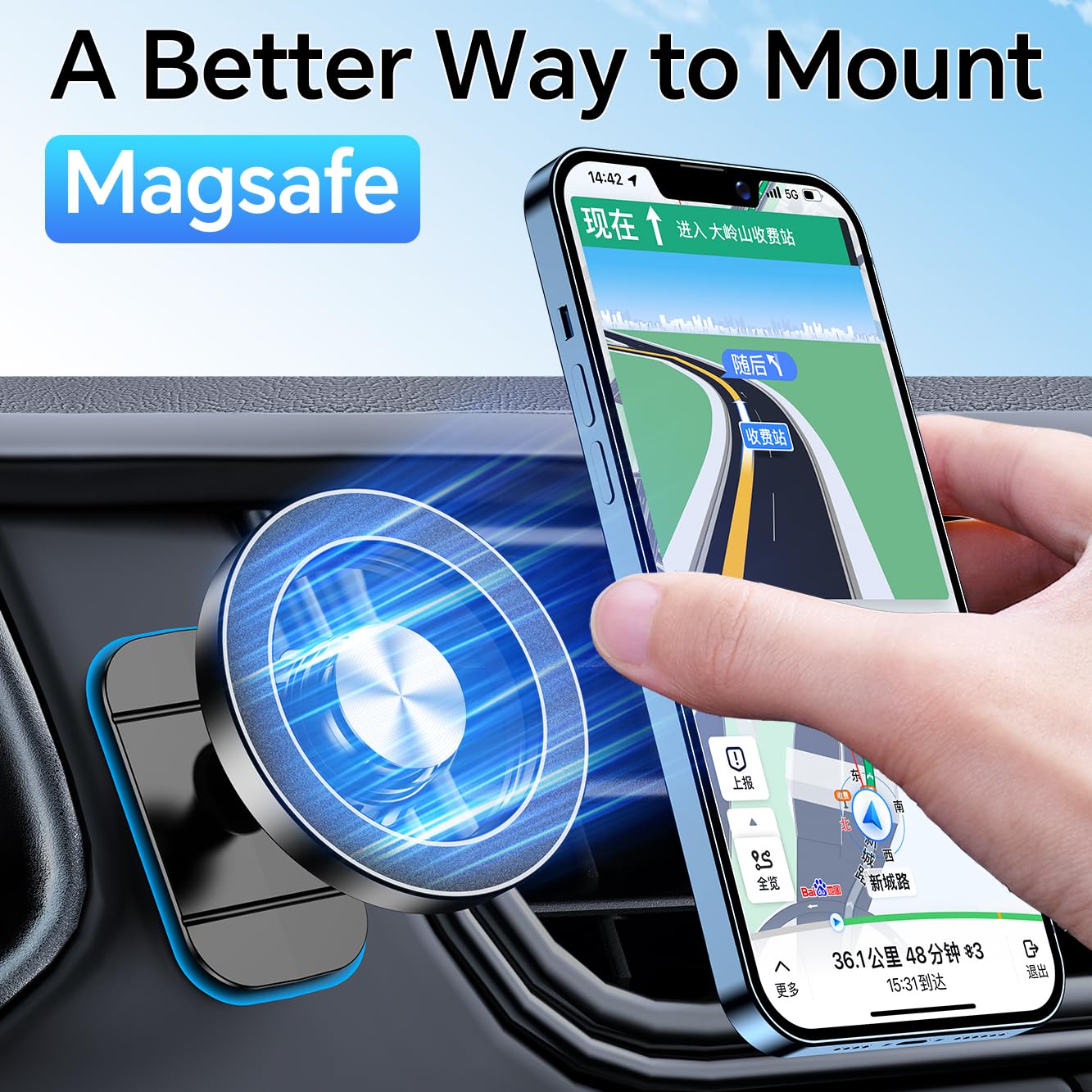 Kaistyle for Magsafe Car Mount【20 Strongest Magnets】Magnetic Phone Holder for Car Phone Holder Mount Dash【360°】Cell Phone Mount for Car Accessories for Women Men iPhone 17 Pro Max Air 16 15 14 13 12 - Available at All In One Marketplace Canada