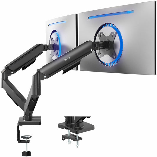 VIVO Dual Monitor up to 32 inches and 19.8 lbs per Screen, Pneumatic Arm Desk Mount, Articulating Counterbalance, VESA Stand, Classic, STAND-V002O