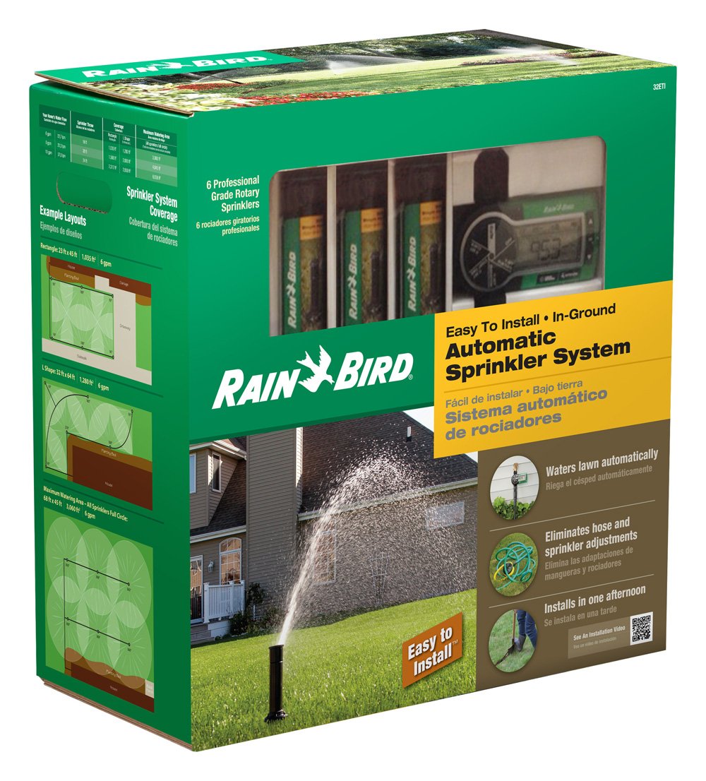 Rain Bird 32ETI Easy to Install In-Ground Automatic Sprinkler System Kit Rain Bird