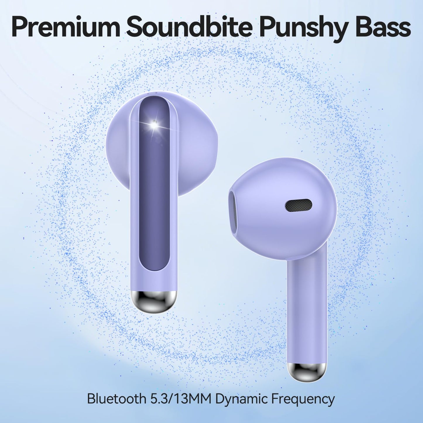 Wireless Earbuds, Bluetooth 5.4 in-Ear Headphones Wireless Bluetooth with ENC 4 Mics, Bluetooth Earbuds 50 Hour Noise-Cancelling Ear Buds with LED Indicator, IPX7 Waterproof for Sports/Work Purple