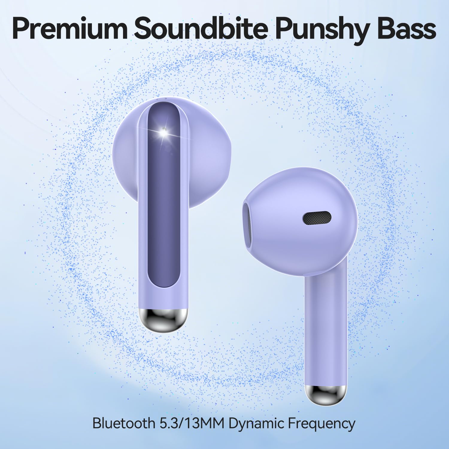 Wireless Earbuds, Bluetooth 5.4 in-Ear Headphones Wireless Bluetooth with ENC 4 Mics, Bluetooth Earbuds 50 Hour Noise-Cancelling Ear Buds with LED Indicator, IPX7 Waterproof for Sports/Work Purple