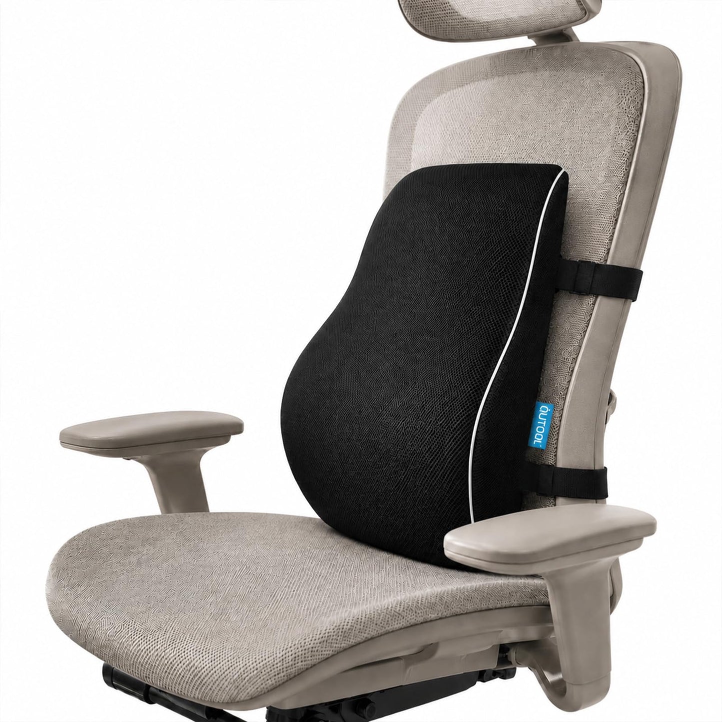 QUTOOL Lumbar Support Pillow for Office Chair, High-Density Memory Foam Back Cushion with Dual Adjustable Straps, Breathable 3D Mesh Cover, Ergonomic Back Support for Everyday Sitting - Available at All In One Marketplace Canada
