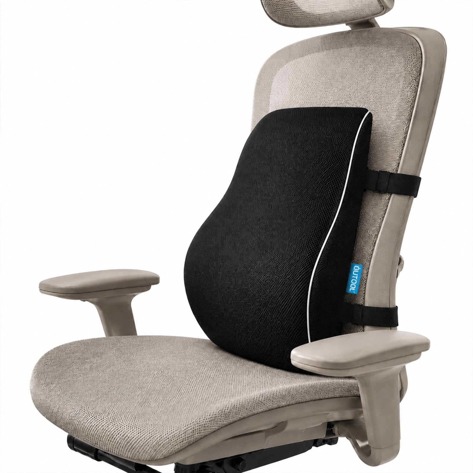 QUTOOL Lumbar Support Pillow for Office Chair, High-Density Memory Foam Back Cushion with Dual Adjustable Straps, Breathable 3D Mesh Cover, Ergonomic Back Support for Everyday Sitting - Available at All In One Marketplace Canada