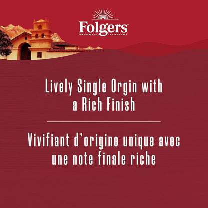 Folgers Lively Colombian Medium Roast Single-Serve Coffee Pods – 48 Count, Arabica Beans for Hot or Iced Coffee