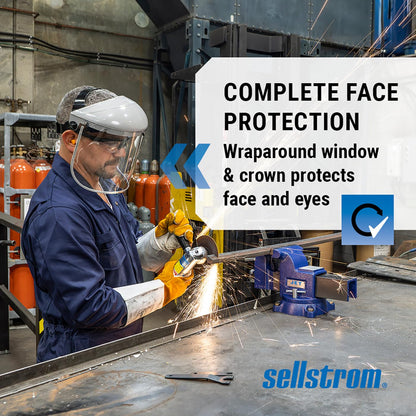 Sellstrom Advantage Face Shield - Lightweight, High Impact, Polycarbonate Window with Reinforced Aluminum Binding, Protective Crown & Adjustable Ratchet Headgear, for Grinding, Cutting - CSA Z94.3 - Available at All In One Marketplace Canada