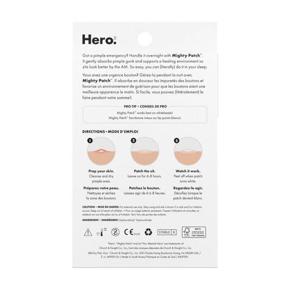 Hero Cosmetics Mighty Patch Original – Hydrocolloid Patch for Pimples, Overnight Acne Blemish & Zit Stickers for Sensitive Skin, 36 Count