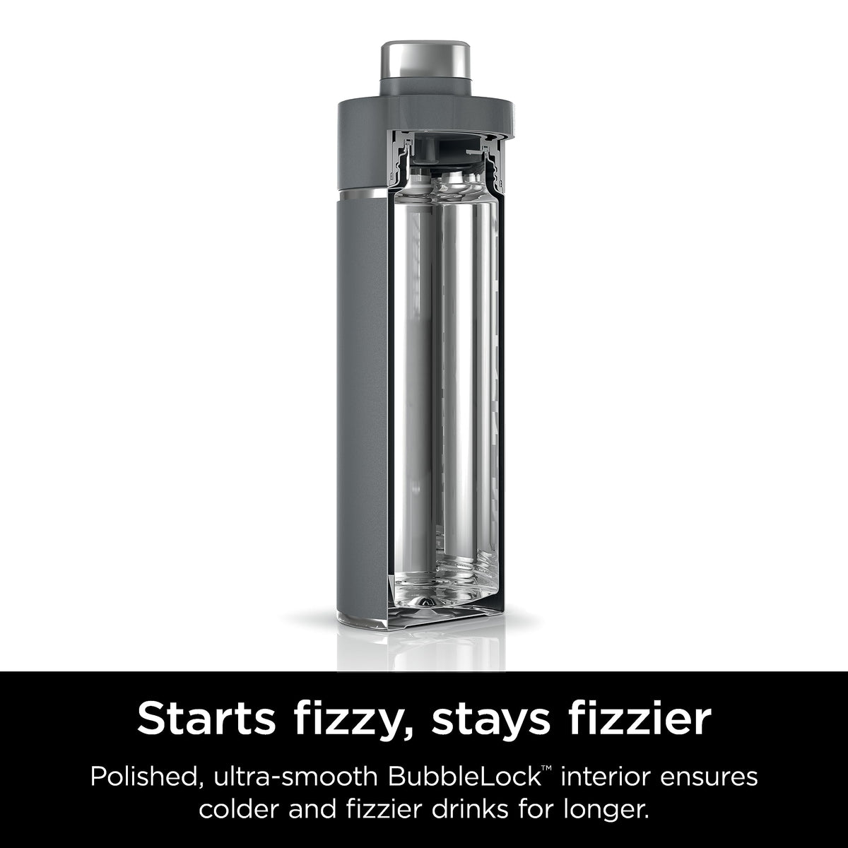 Ninja Thirsti 24oz Travel Bottle for Sparkling Drinks, Fizzier Longer, Leak Proof, 24 Hours Cold, Dishwasher Safe, Insulated Tumbler, Grey, DW2401CGY (Canadian Version)