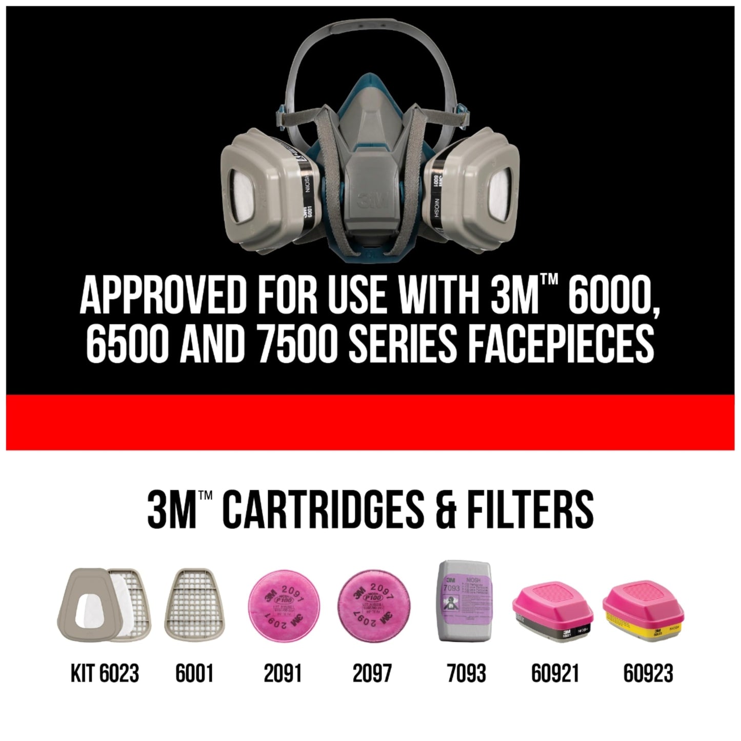 3M P100 Replacement Cartridges for Multi-purpose Respirator, Organic Vapour/Acid Gas, 2 Cartridges (1-Pair) 3M