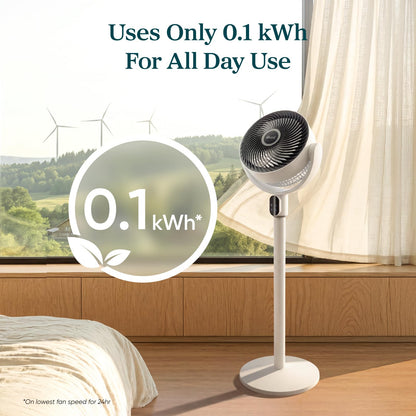 Levoit Standing Fan for Bedroom, 18dB Whisper Quiet Pedestal Fan for Sleep, 1024 CFM Ultra-High Airflow, 90° Oscillating Floor Fan, Remote, DC Motor, 5 Speeds, 12H Timer, For Home, Room, Office, White