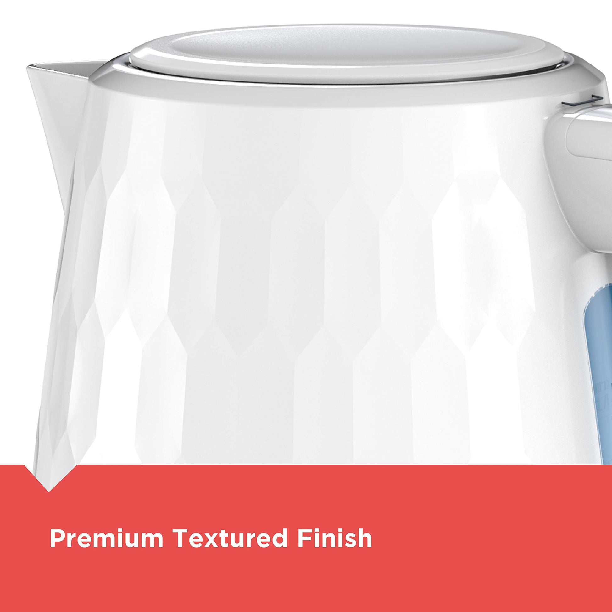 BLACK+DECKER Honeycomb Collection Rapid Boil 1.7L Electric Cordless Kettle with Premium Textured Finish, White, KE1560W - Available at All In One Marketplace Canada