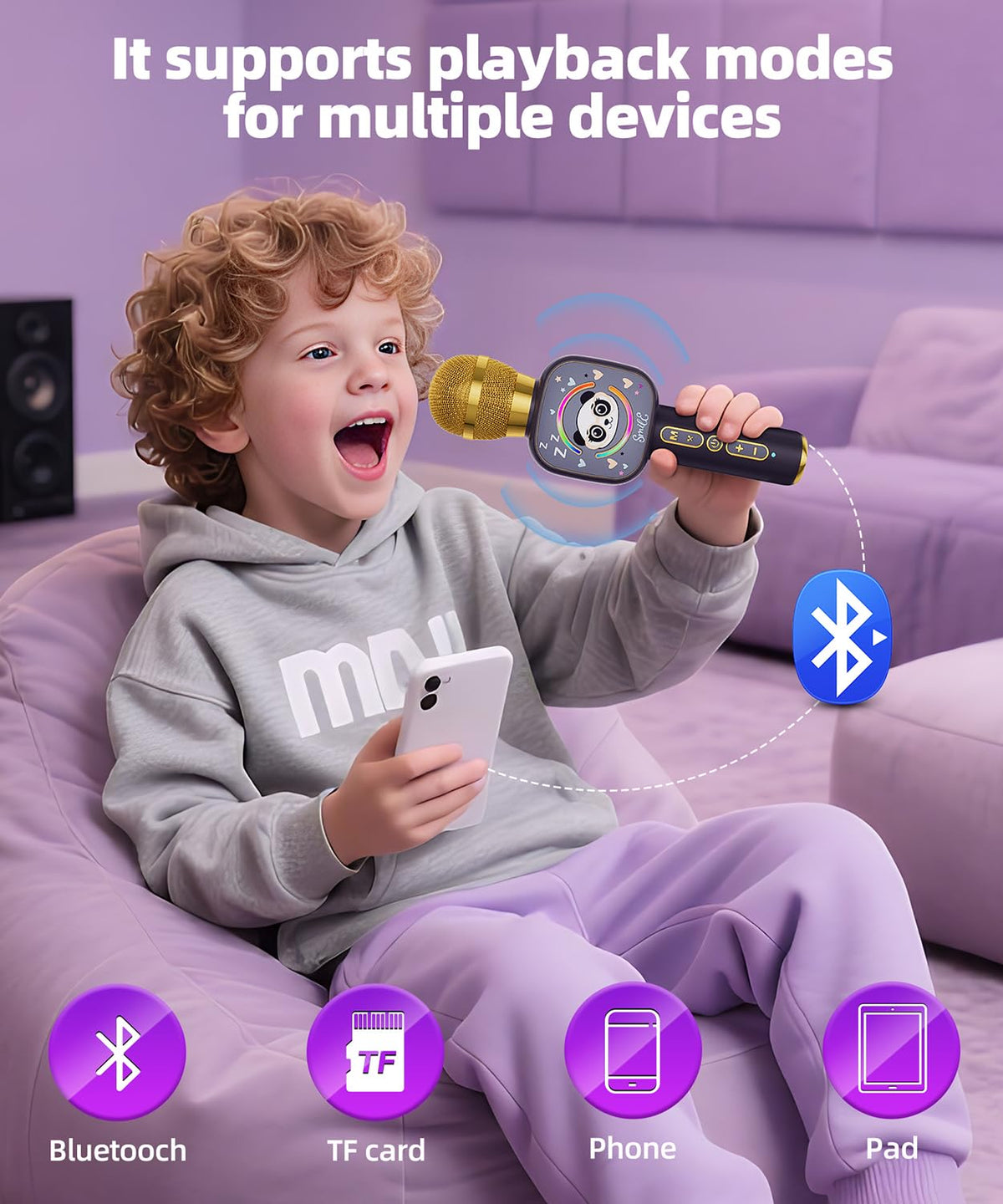 Kids Karaoke Microphone Mini, Bluetooth Voice Changer Toy Ages 3-12, Purple 🍁 All In One Marketplace Canada