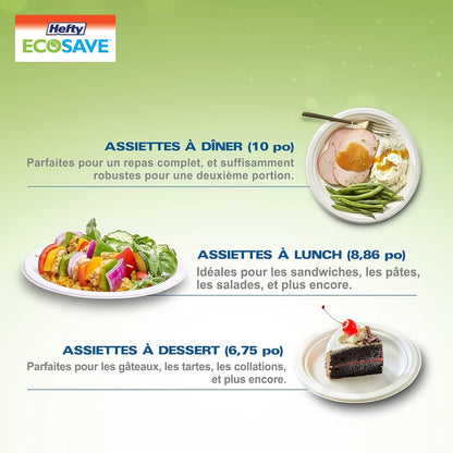 Hefty ECOSAVE Compostable Disposable Paper Plates Lunch 8.86", 100 Count 🍁 All In One Marketplace Canada