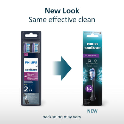 Philips Sonicare G3 Two-in-One Brush Heads, 2-Pack, 6 Month Supply, Black PHILIPS