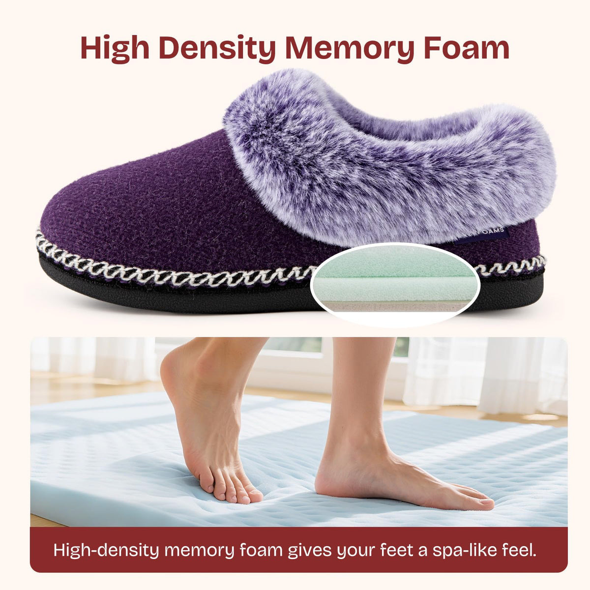 EverFoams Women's Bootie Slippers Memory Foam Purple, Size 9 US 🍁 All In One Marketplace Canada