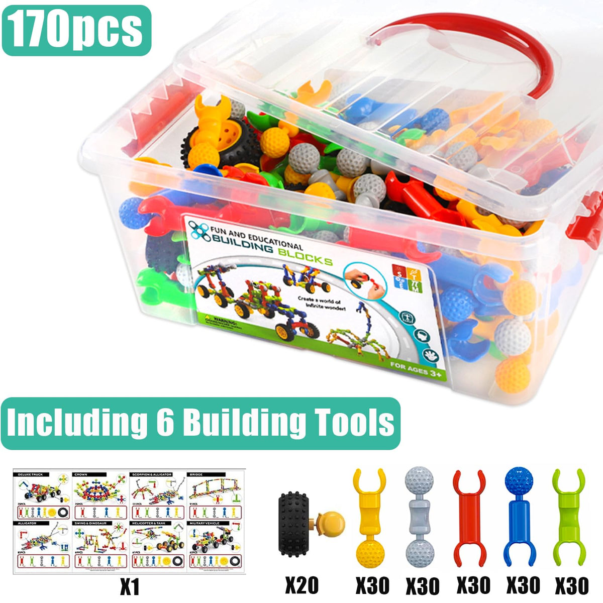170 Pcs STEM Building Blocks Toys for Kids Ages 4-8, Birthday Gifts Boys 🍁 All In One Marketplace Canada