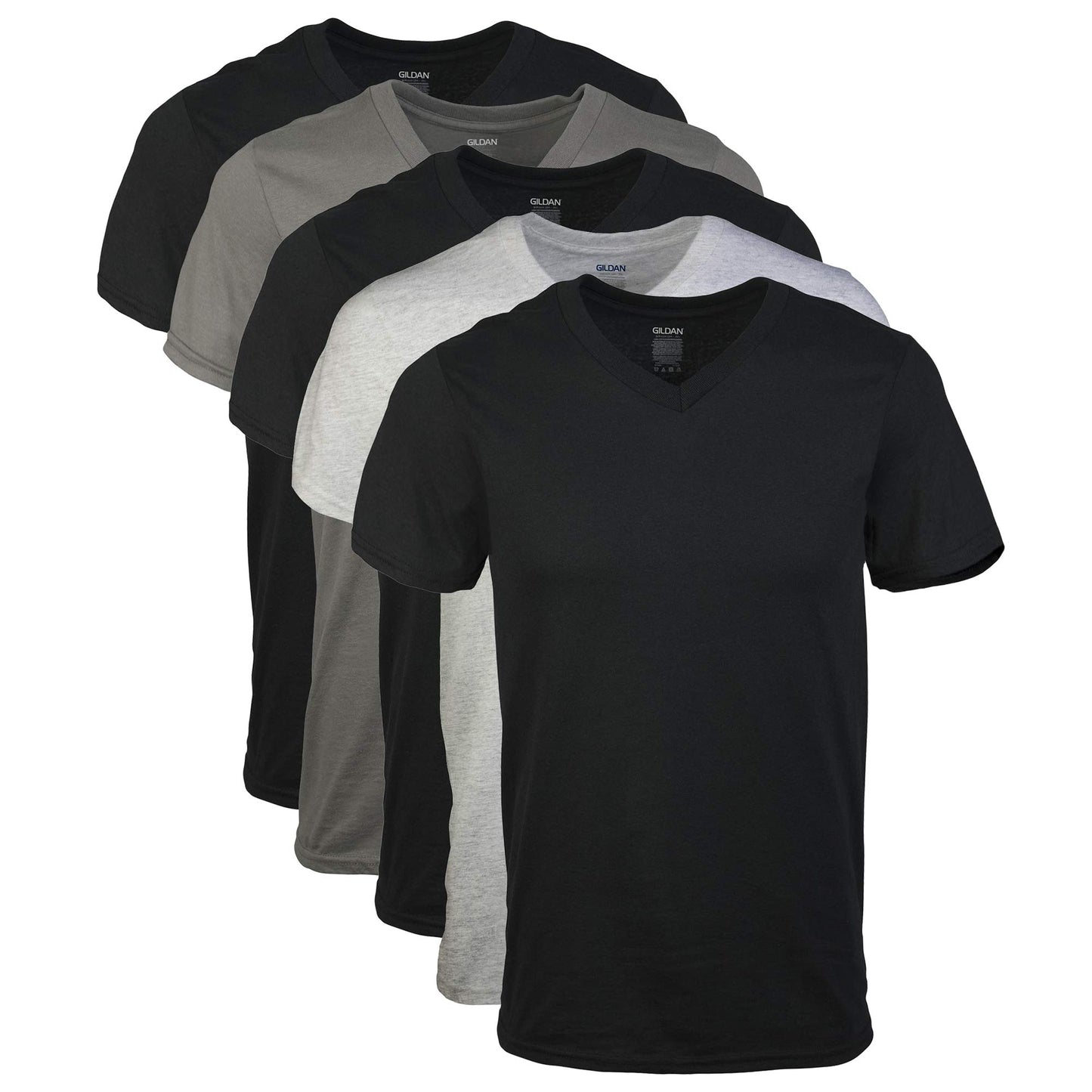 Gildan mens Assorted standard V-neck T-shirts, Large, (Pack of 5) 🍁 All In One Marketplace Canada