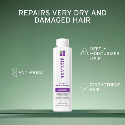 Biolage Conditioner, Ultra HydraSource Conditioning Balm, Hydrating Conditioner for Very Dry Hair, Curly Hair Conditioner, Moisturizes and Softens Hair, Sulfate Free, Silicone Free, Paraben Free, Vegan BIOLAGE