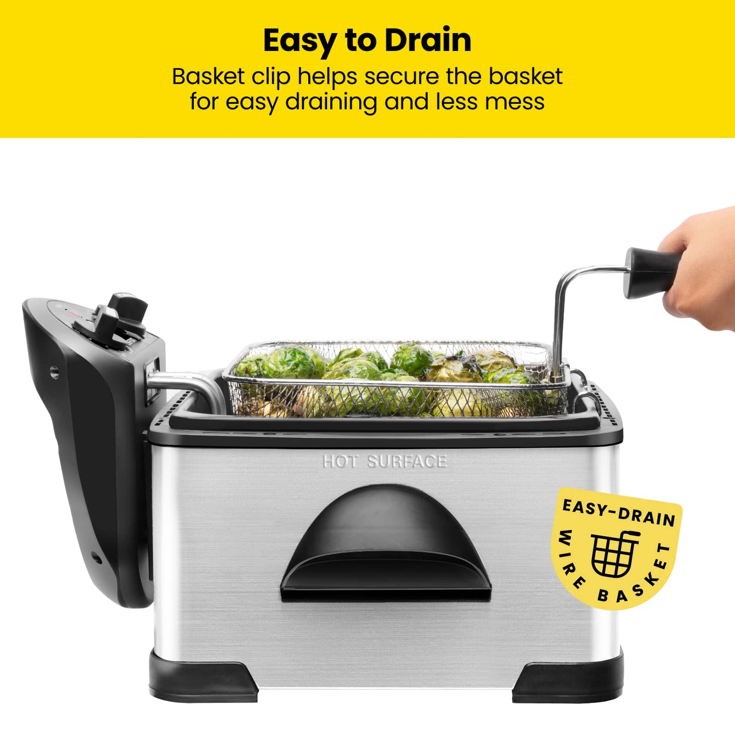 Chefman 4.3 Liter Deep Fryer with Basket for Home Use, XL Jumbo Size Fry Basket Strainer, Adjustable Temperature & Timer Fish Fryer, Chicken Fryer, French Fry Maker, Gifts for Cooks, Stainless Steel - Available at All In One Marketplace Canada