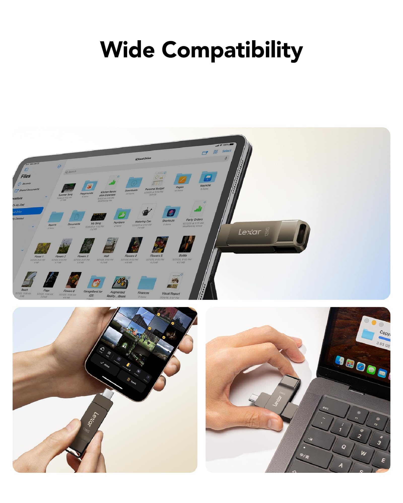 Lexar D40E 128GB Dual USB 3.2 Gen 1 Type-C Jump Drive, USB-C Flash Metal Housing Swivel Design Thumb Drive (Titanium Grey)