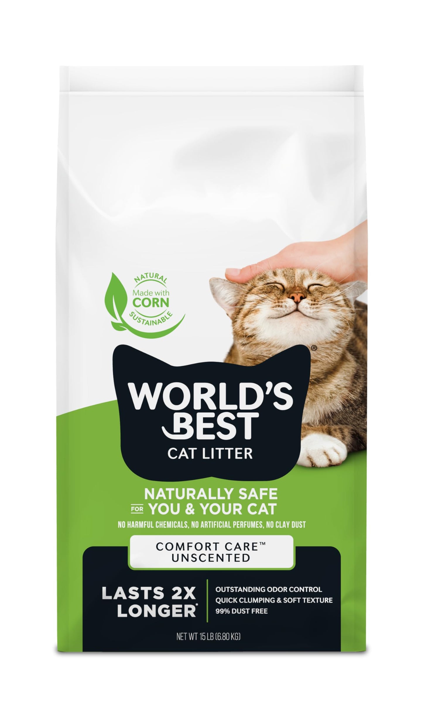 WORLD'S BEST CAT LITTER Original Unscented 15-Pounds - Natural Ingredients, Quick Clumping, Flushable, 99% Dust Free & Made in USA - Long-Lasting Odor Control & Easy Scooping 🍁 All In One Marketplace Canada