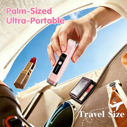 Bikini Trimmer Women, 2 in 1 Electric Razor, Painless Shaver for Women, IPX7 Waterproof USB Rechargeable Wet & Dry Hair Trimmer, Portable Travel Groomer for Bikini Line, Legs and Underarms, Pink