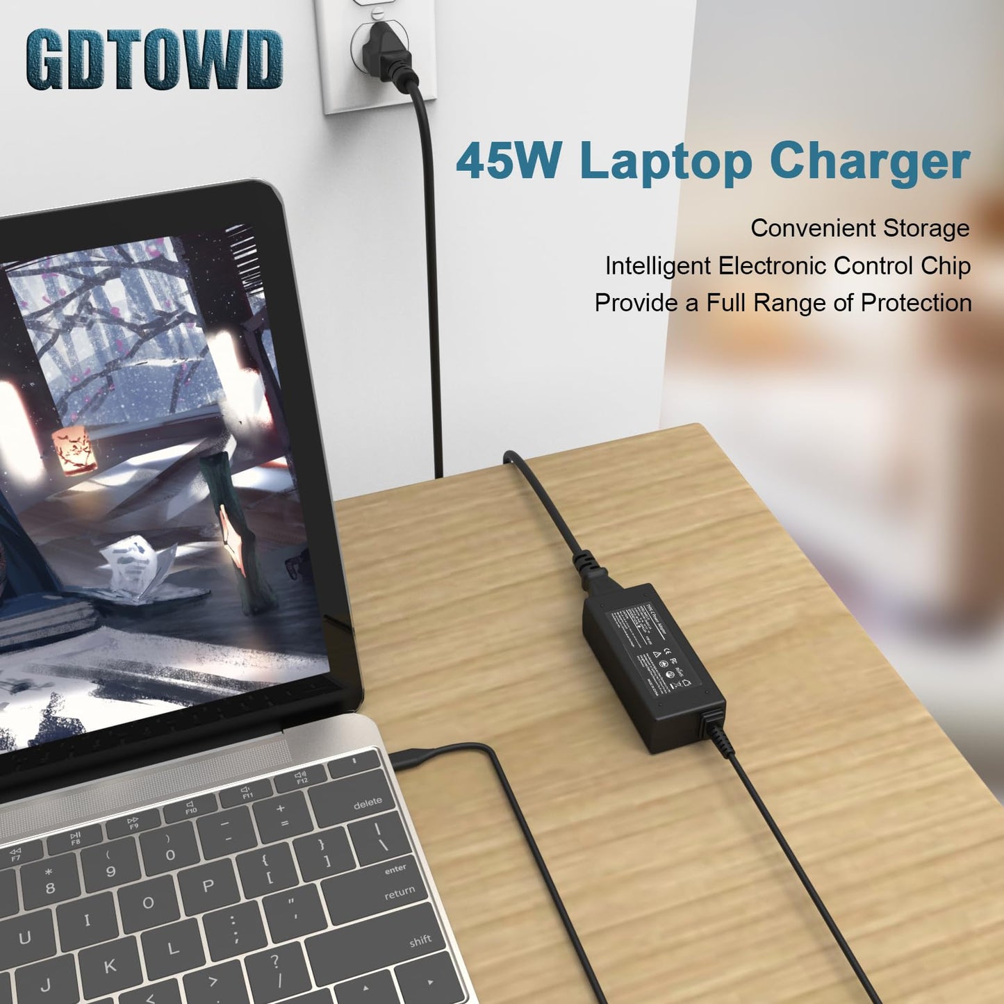 GDTOWD Universal 45W USB C Chromebook Charger Compatible with HP Acer Lenovo Asus Samsung Dell Google,Chromebook Laptop Type C AC Adapter Fast Charging